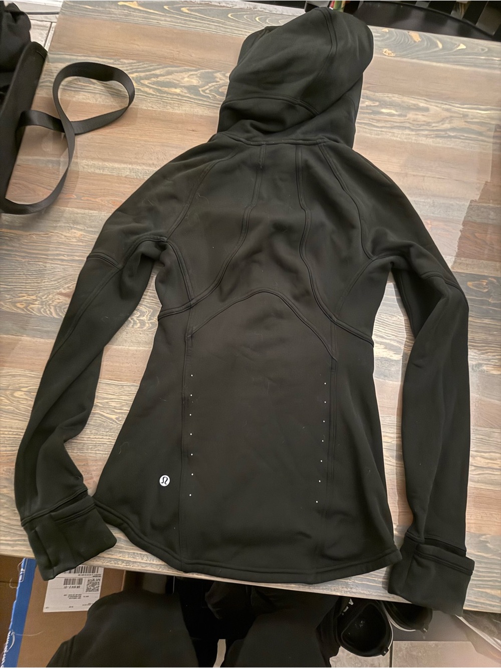 lululemon athletica Black Full-Zip Hooded running Jacket fleece
